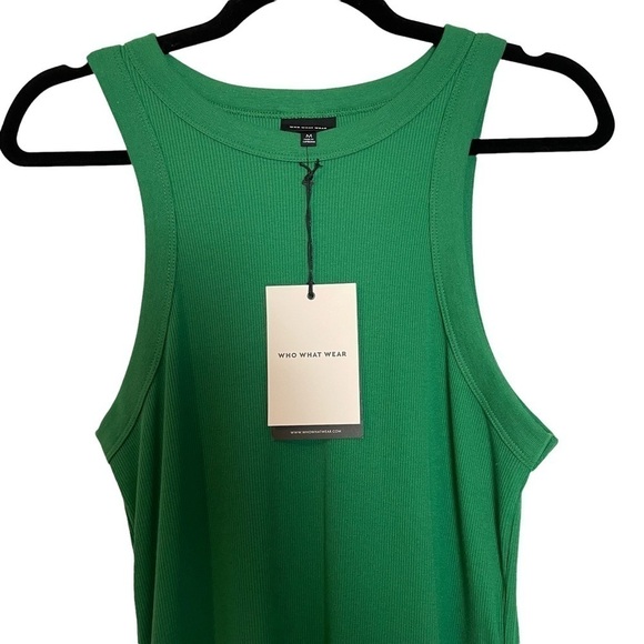 Who What Wear Green Sleeveless Halter Ribbed Knit Midi Dress Sz.M - Picture 8 of 13